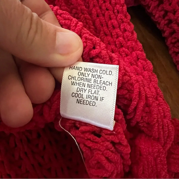 Juniors’ Candie’s Long Sleeve Hi-Lo Pullover Cropped Bow Sweater Red size XS - Picture 7 of 11